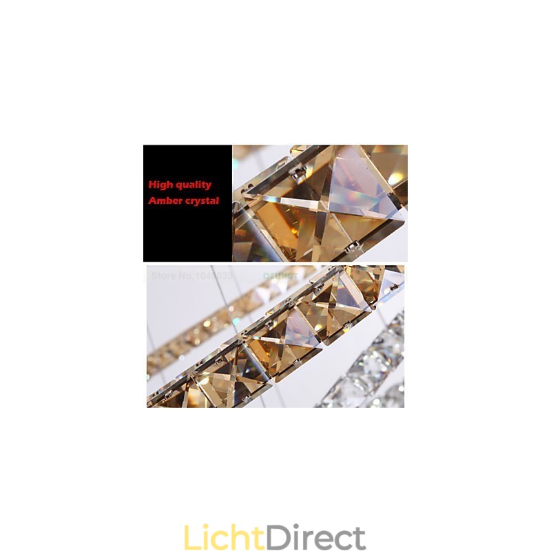 Hanglampen Plafondlamp Kroonluchter Verlichting Rond 4 Ringen Grote Ring Amber Kristal en Ander Helder Kristal