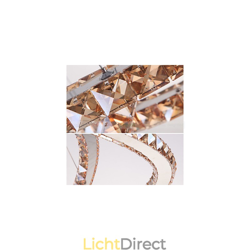 Hanglampen Plafondlamp Kroonluchter Verlichting Rond 4 Ringen Grote Ring Amber Kristal en Ander Helder Kristal