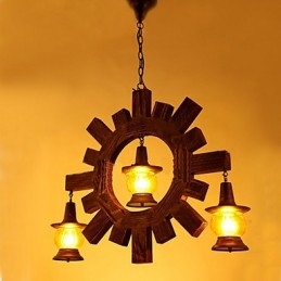 Antieke houten kroonluchter Amerikaanse landelijke woonkamer lamp lamp