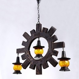 Antieke houten kroonluchter Amerikaanse landelijke woonkamer lamp lamp