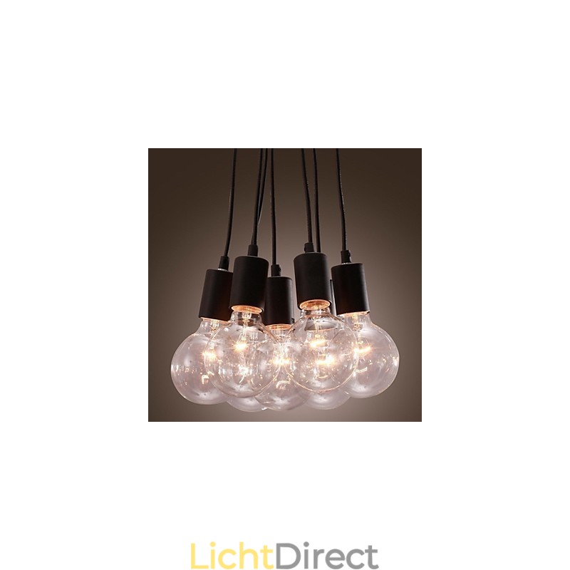Moderne woning 7-kops Edison gloeilamp Loft glazen bol hanglamp