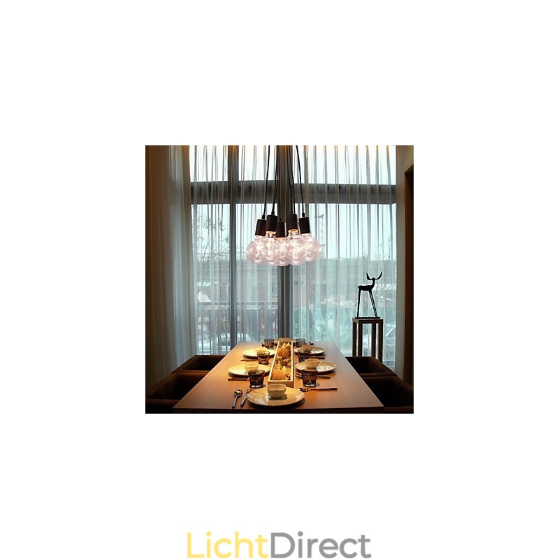 Moderne woning 7-kops Edison gloeilamp Loft glazen bol hanglamp