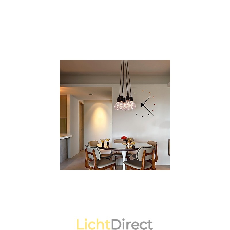 Moderne woning 7-kops Edison gloeilamp Loft glazen bol hanglamp