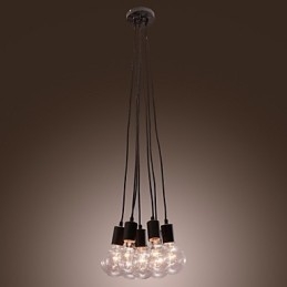 Moderne woning 7-kops Edison gloeilamp Loft glazen bol hanglamp