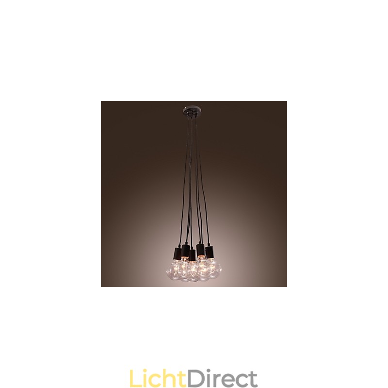 Moderne woning 7-kops Edison gloeilamp Loft glazen bol hanglamp
