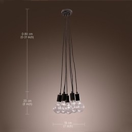 Moderne woning 7-kops Edison gloeilamp Loft glazen bol hanglamp