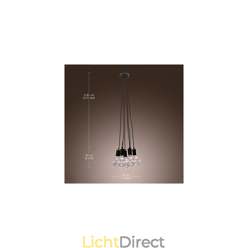 Moderne woning 7-kops Edison gloeilamp Loft glazen bol hanglamp