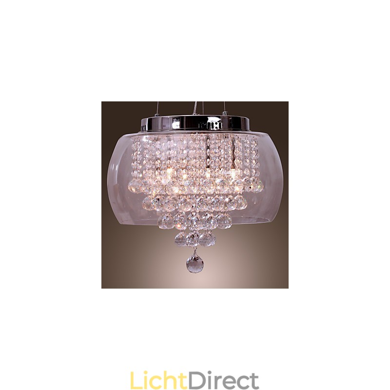 Artistieke 6-lichts kristallen hanglamp met glazen kap