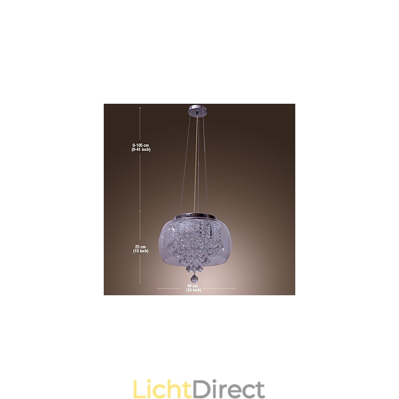 Artistieke 6-lichts kristallen hanglamp met glazen kap