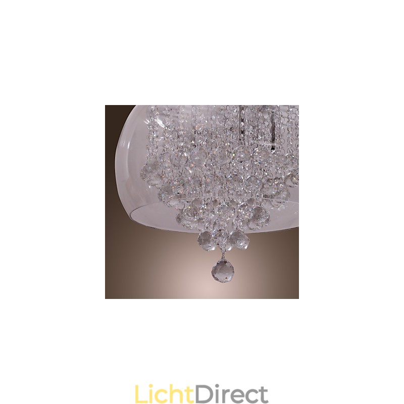 Artistieke 6-lichts kristallen hanglamp met glazen kap