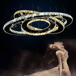 Kristallen hanglamp plafond kroonluchter verlichtingsarmaturen met warm en koel wit 3 ringen