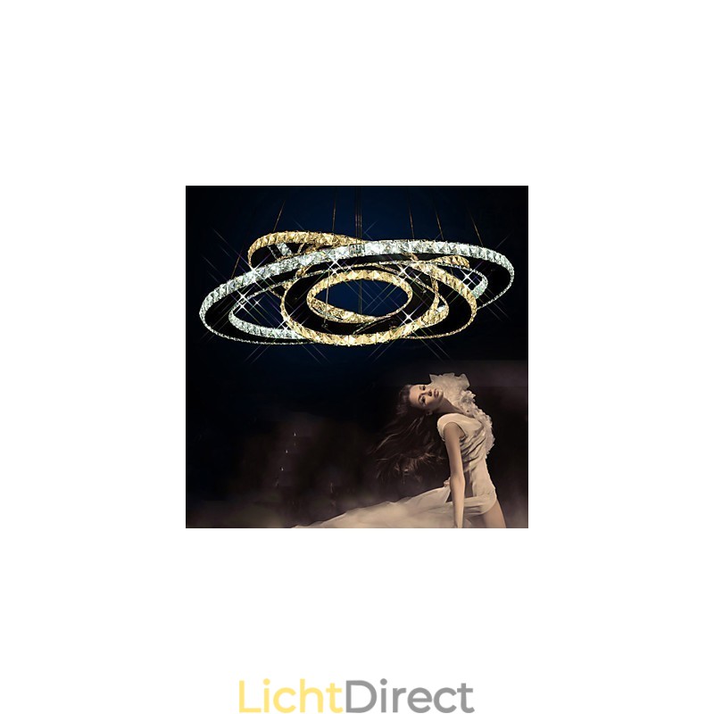 Kristallen hanglamp plafond kroonluchter verlichtingsarmaturen met warm en koel wit 3 ringen