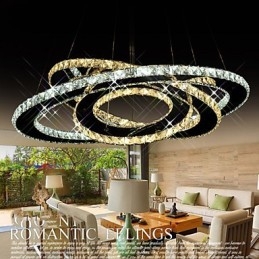 Kristallen hanglamp plafond kroonluchter verlichtingsarmaturen met warm en koel wit 3 ringen