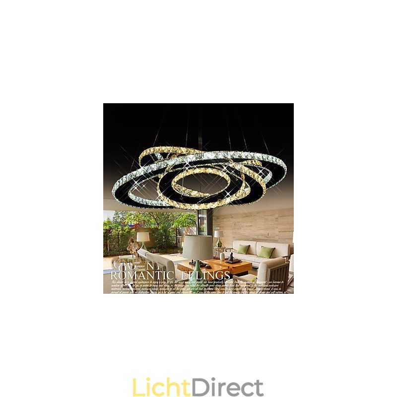 Kristallen hanglamp plafond kroonluchter verlichtingsarmaturen met warm en koel wit 3 ringen