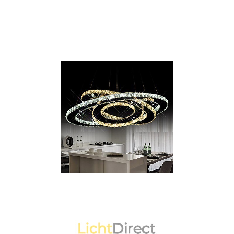 Kristallen hanglamp plafond kroonluchter verlichtingsarmaturen met warm en koel wit 3 ringen