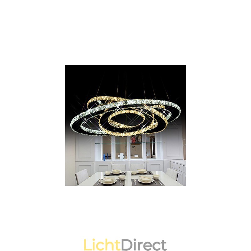 Kristallen hanglamp plafond kroonluchter verlichtingsarmaturen met warm en koel wit 3 ringen