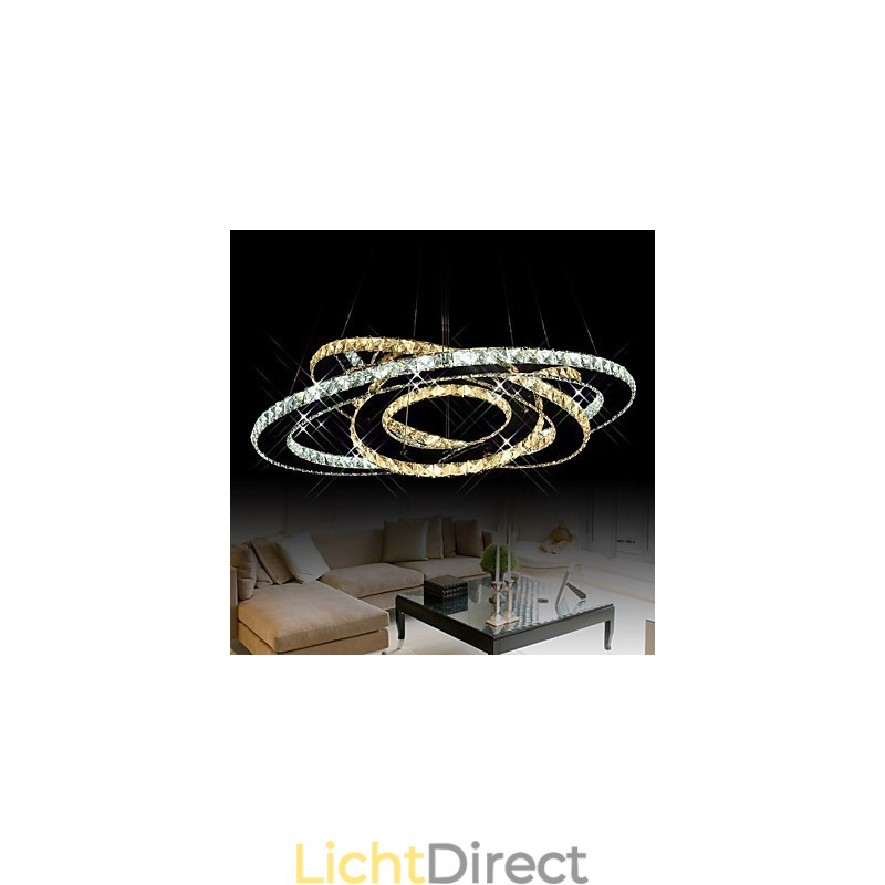 Kristallen hanglamp plafond kroonluchter verlichtingsarmaturen met warm en koel wit 3 ringen