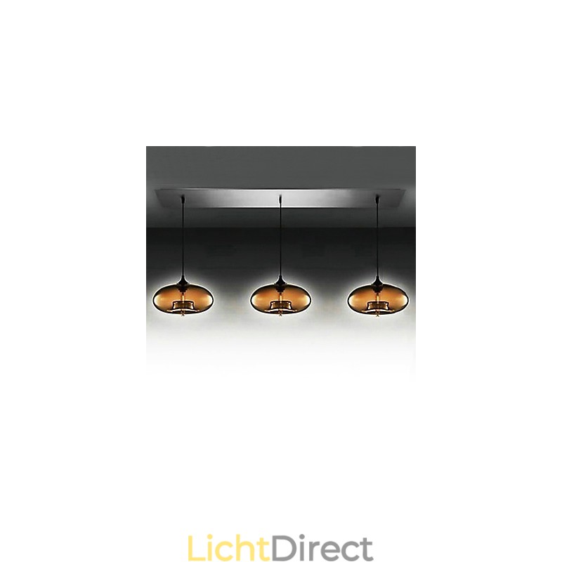 3-lichts moderne glazen hanglamp in bruin bubbeldesign