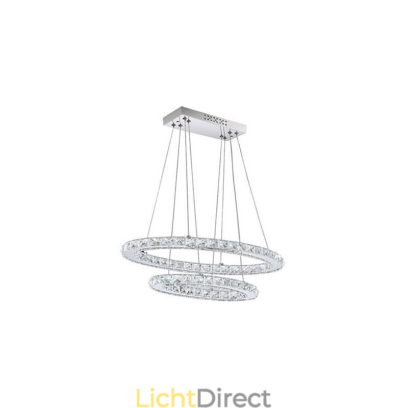 Moderne kristallen hanglamp met ovale dubbele ring voor