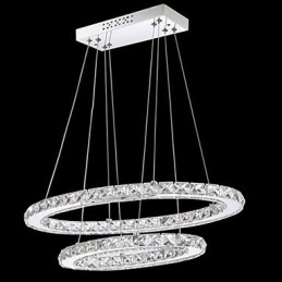 Moderne kristallen hanglamp met ovale dubbele ring voor