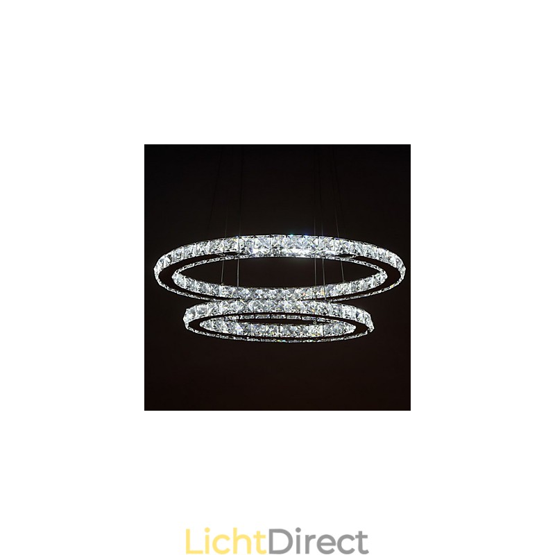 Moderne kristallen hanglamp met ovale dubbele ring voor