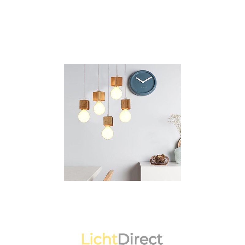 Nordic massief houten vierkante lampenhouder zittende hanglamp lamp licht