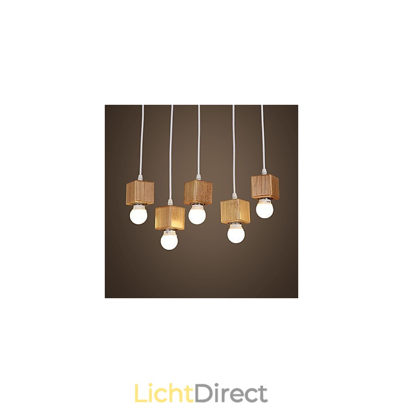 Nordic massief houten vierkante lampenhouder zittende hanglamp lamp licht