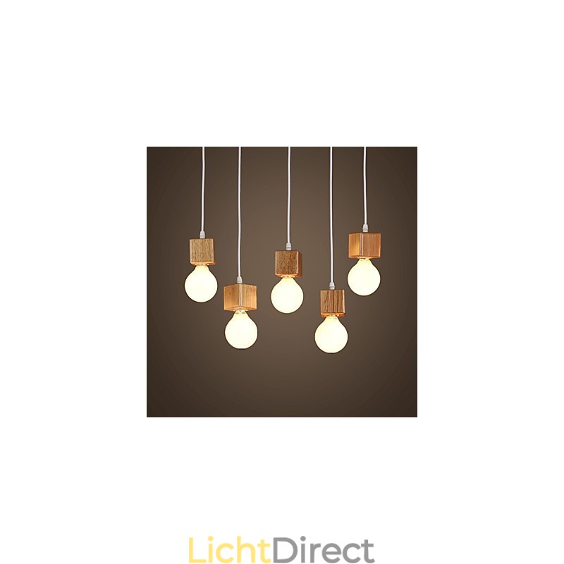 Nordic massief houten vierkante lampenhouder zittende hanglamp lamp licht