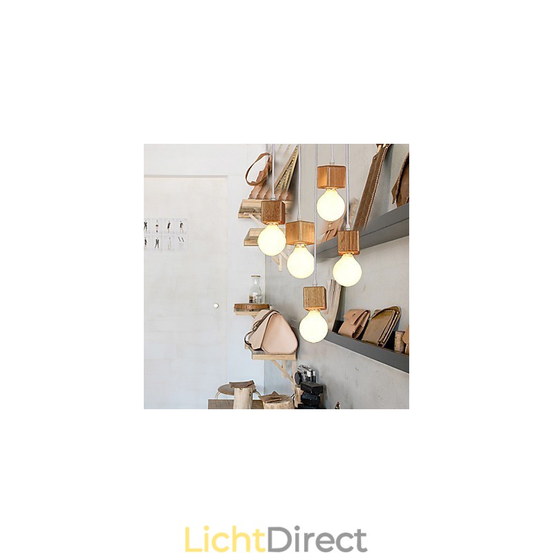 Nordic massief houten vierkante lampenhouder zittende hanglamp lamp licht