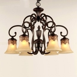 Kroonluchter Hanglamp 6 Lampen Vintage Landelijk Eiland Metaal+Glas