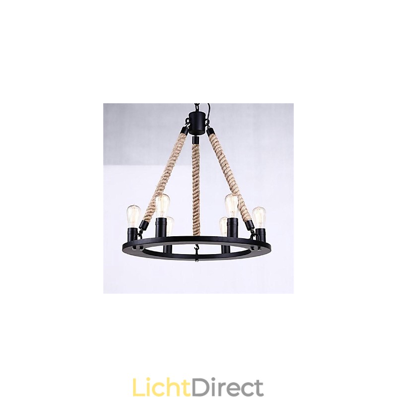 Hanglamp 6 lampen landelijke stijl smeedijzer