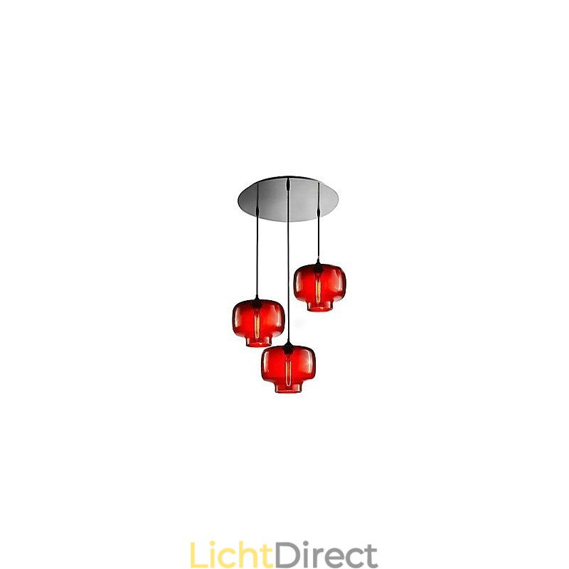 Moderne glazen hanglamp met 3 lampen in transparant flesontwerp
