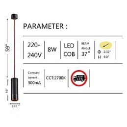 1-lichts mini hanglamp zwart geanodiseerd met aluminium