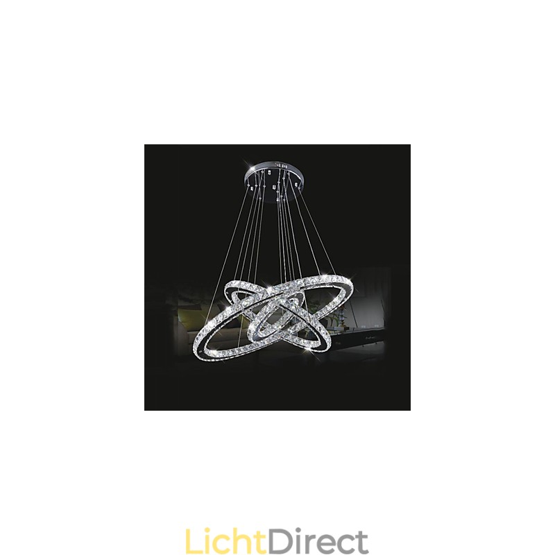 Dimbare ronde hanglamp met K9-kristal, warm en koel wit, met afstandsbediening