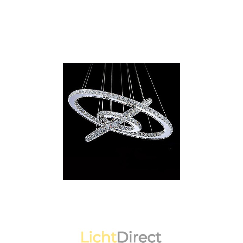 Dimbare ronde hanglamp met K9-kristal, warm en koel wit, met afstandsbediening