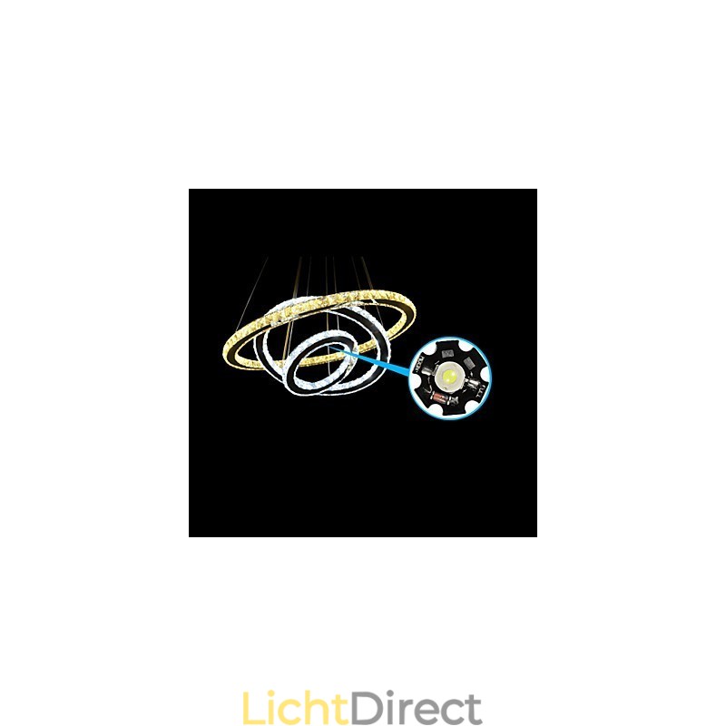 Dimbare ronde hanglamp met K9-kristal, warm en koel wit, met afstandsbediening
