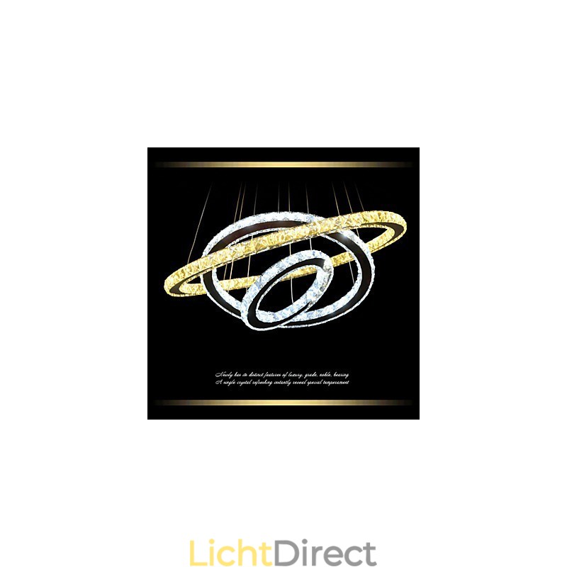 Dimbare ronde hanglamp met K9-kristal, warm en koel wit, met afstandsbediening