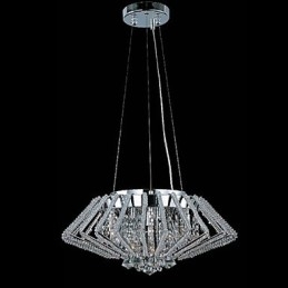 Diamantvormige roestvrijstalen kristallen hanglamp met 9 lampen