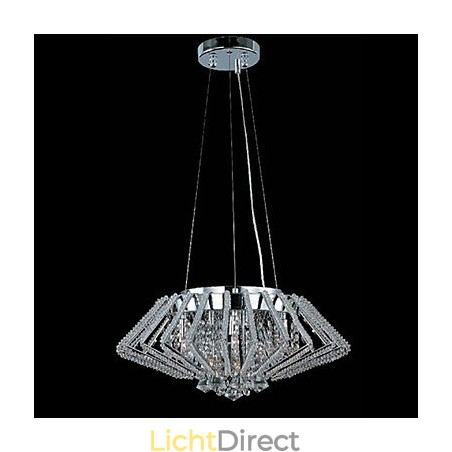 Diamantvormige roestvrijstalen kristallen hanglamp met 9 lampen Diamantvormige roestvrijstalen kristallen hanglamp met 9 lampen
