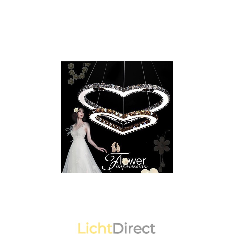 Hanglamp Kroonluchter Licht Transparant OF Amber K9 Kristal Dubbele Hartvormige Plafondlampen Verlichting