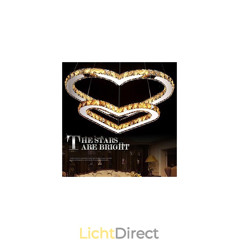 Hanglamp Kroonluchter Licht Transparant OF Amber K9 Kristal Dubbele Hartvormige Plafondlampen Verlichting