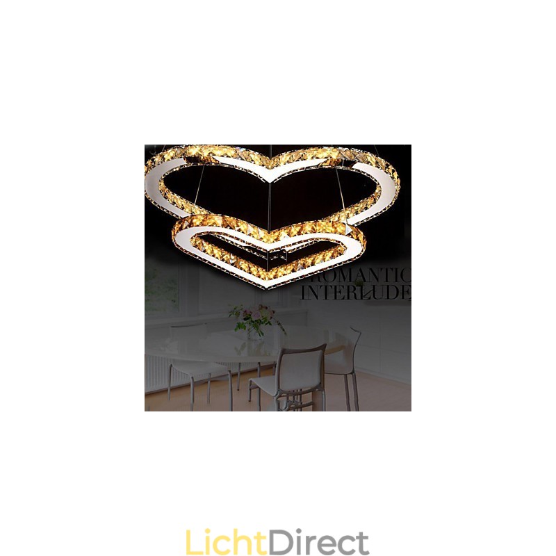 Hanglamp Kroonluchter Licht Transparant OF Amber K9 Kristal Dubbele Hartvormige Plafondlampen Verlichting