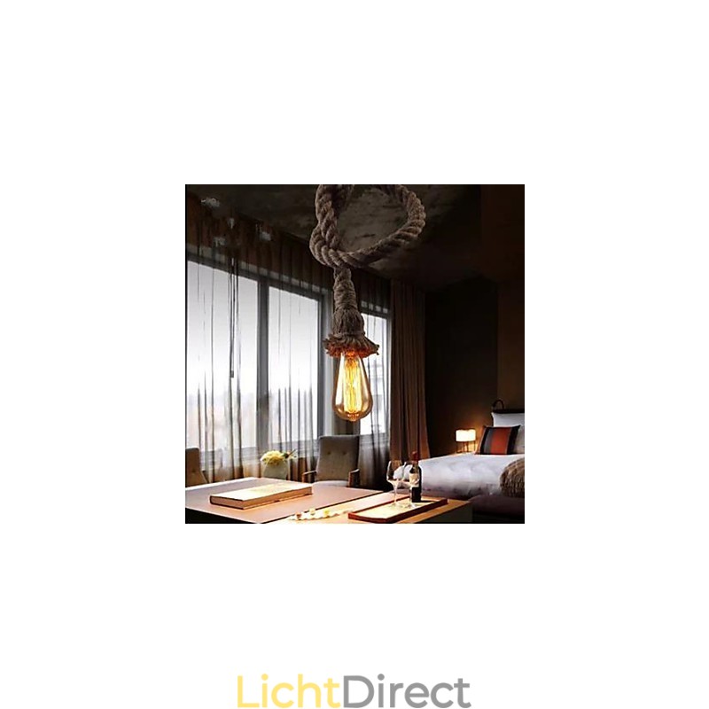 Creatieve kroonluchter van henneptouw