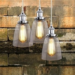 Moderne Chromen Glazen Vintage Industriële Retro Fitting Edison Hanglamp Café Porch Light