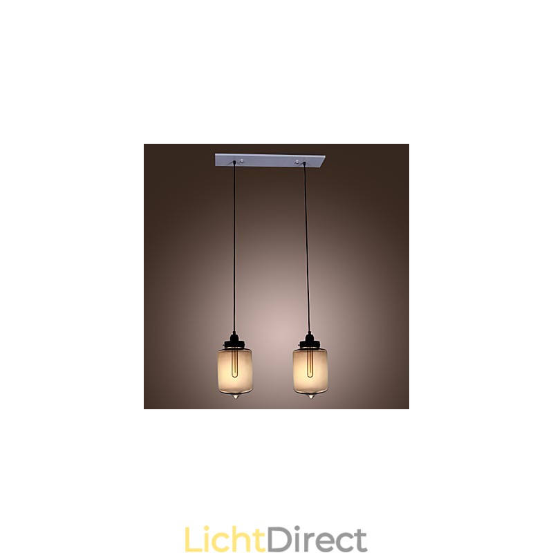 Moderne glazen hanglamp met 2 lampen in transparant flesontwerp