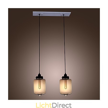 Moderne glazen hanglamp met 2 lampen in transparant flesontwerp Moderne glazen hanglamp met 2 lampen in transparant flesontwerp