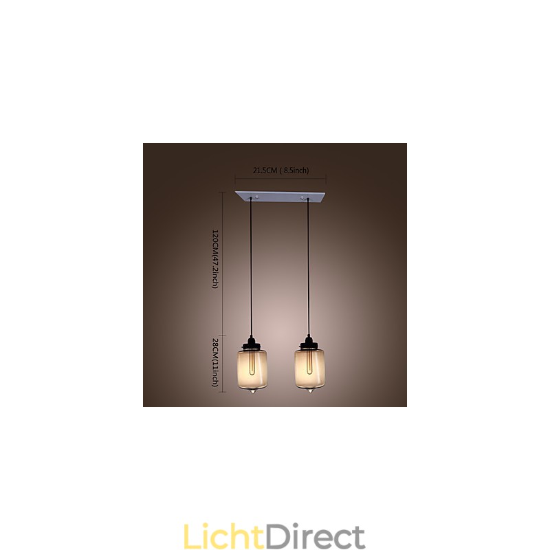 Moderne glazen hanglamp met 2 lampen in transparant flesontwerp
