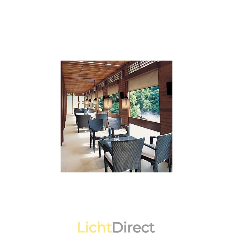 Moderne glazen hanglamp met 2 lampen in transparant flesontwerp