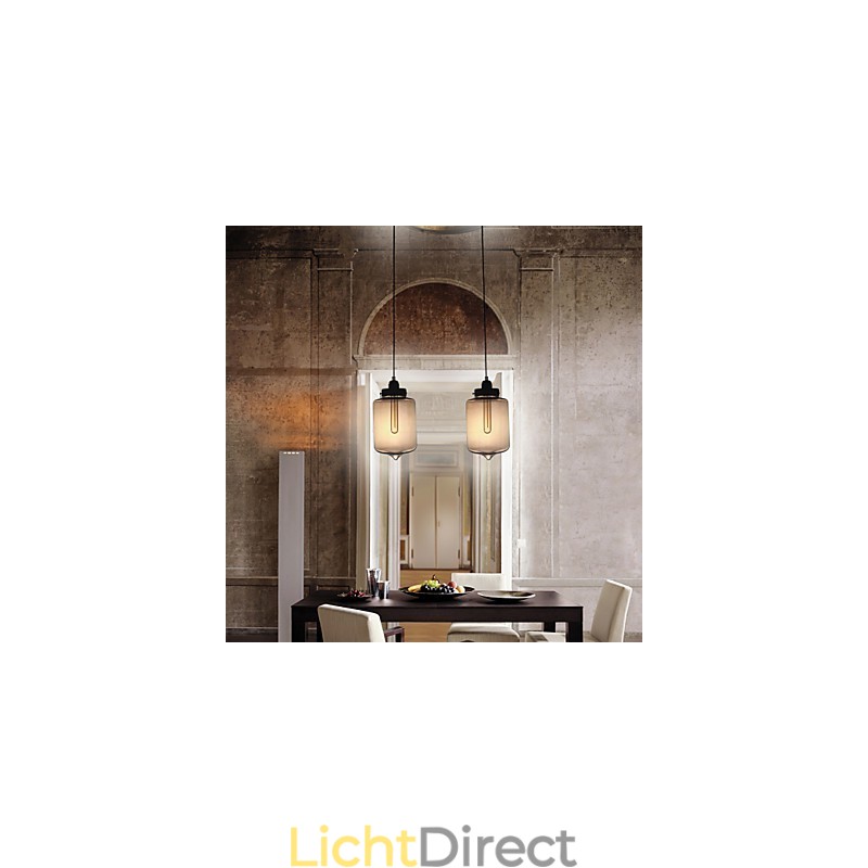 Moderne glazen hanglamp met 2 lampen in transparant flesontwerp