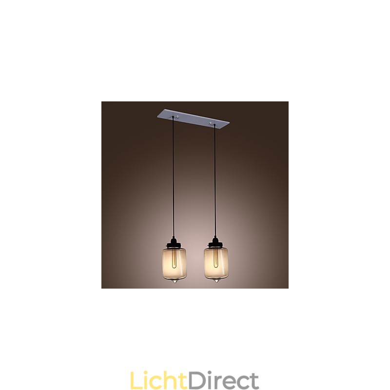 Moderne glazen hanglamp met 2 lampen in transparant flesontwerp